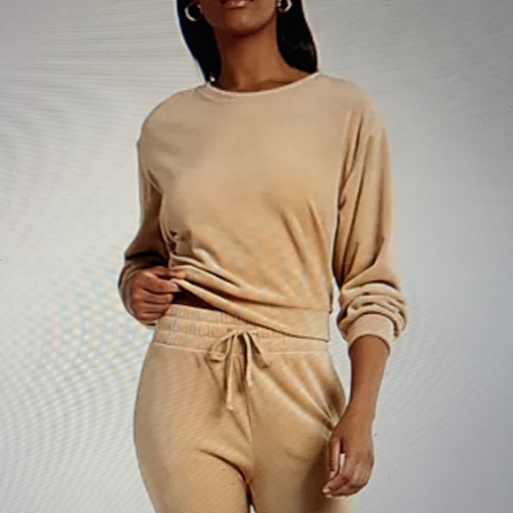 Velour Tan Camel Gold Express sweatshirt  New with tag - Picture 2 of 3